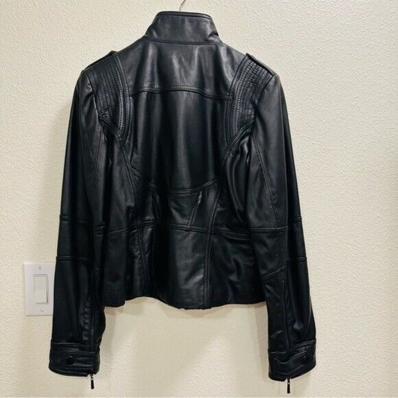 Kenneth Cole Genuine Lambskin Leather Jacket, Moto Racer Jacket-GD16 Size Medium - Picture 5 of 12